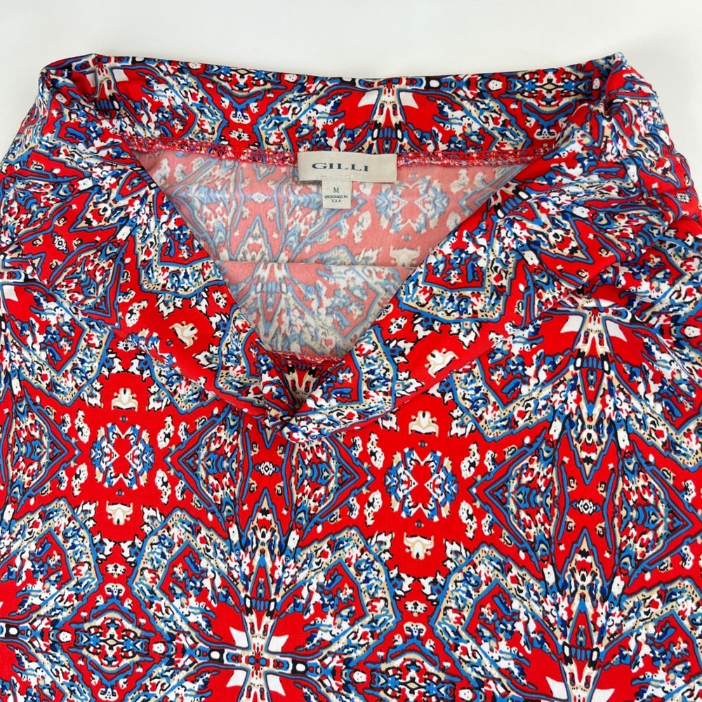 Gilli Womens Red Blue White Geometric Kaleidoscope Maxi Skirt Size‎ M 51016B - Picture 4 of 9